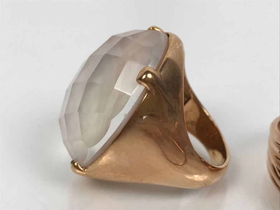 (3) Bronze Milor Italy Rings And Pair Of Earrings (2) Matching Rings Size 8 1/2 (1) Ring Size 9 1/4 [Photo 8]