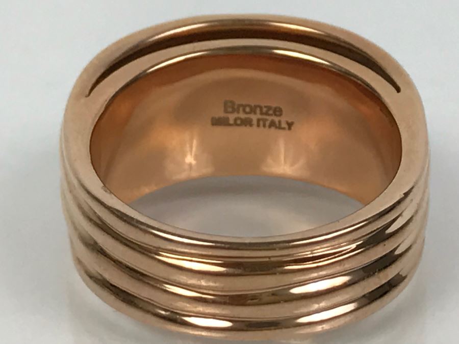 (3) Bronze Milor Italy Rings And Pair Of Earrings (2) Matching Rings Size 8 1/2 (1) Ring Size 9 1/4 [Photo 21]