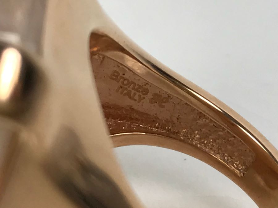 (3) Bronze Milor Italy Rings And Pair Of Earrings (2) Matching Rings Size 8 1/2 (1) Ring Size 9 1/4 [Photo 17]