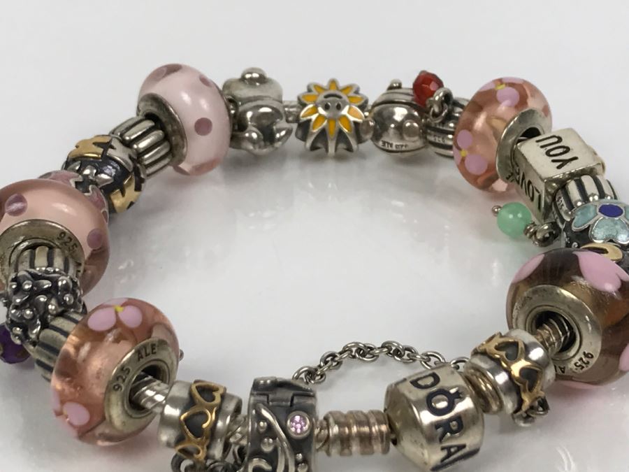 Sterling Silver Pandora Charm Bracelet 75.5g [Photo 14]