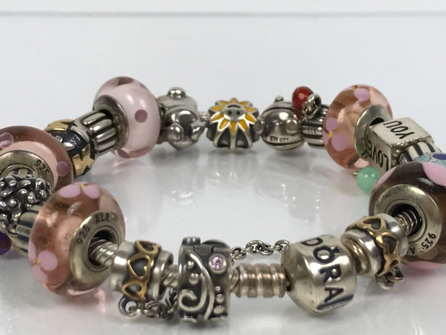 Sterling Silver Pandora Charm Bracelet 75.5g [Photo 13]