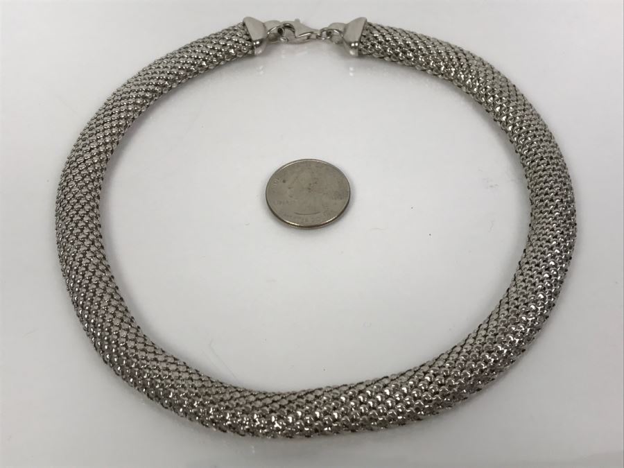 Stylish Sterling Silver Italian Necklace 33.6g [Photo 4]