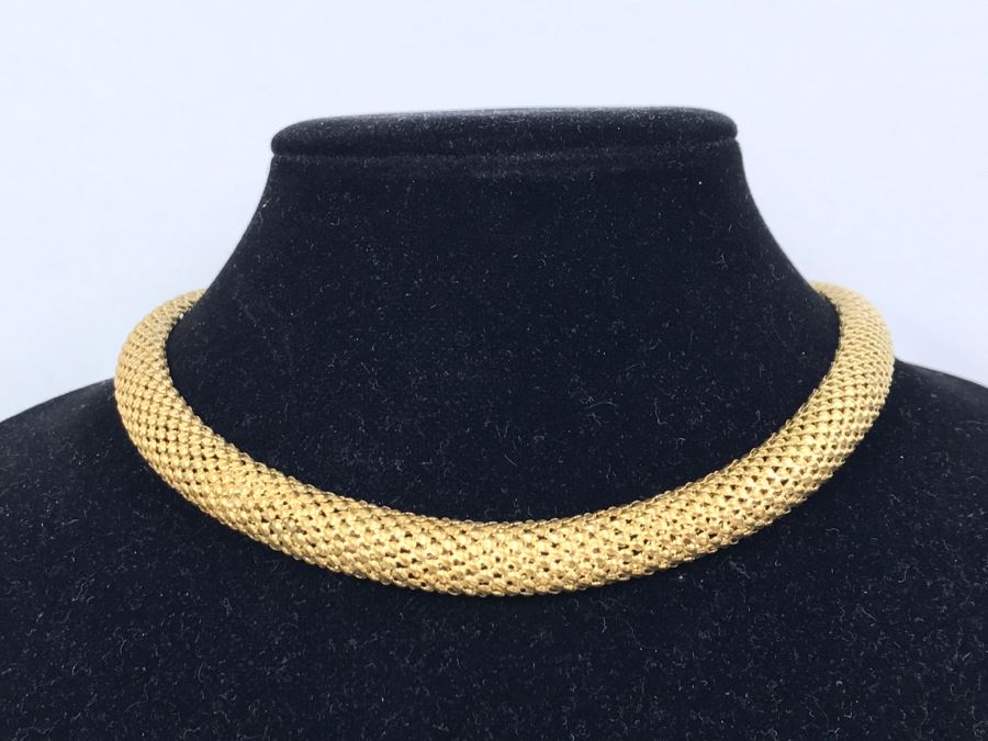 Stylish Sterling Silver Gold Tone Italian Necklace 31.7g [Photo 1]