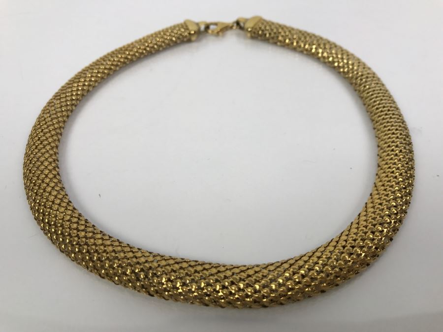 Stylish Sterling Silver Gold Tone Italian Necklace 31.7g [Photo 4]