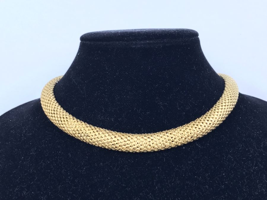 Stylish Sterling Silver Gold Tone Italian Necklace 31.7g [Photo 2]