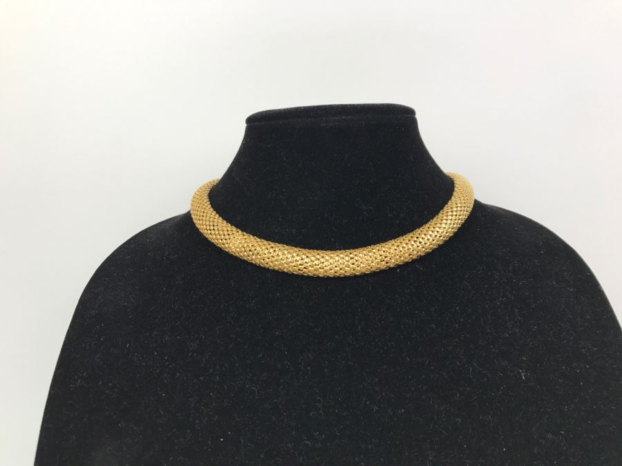 Stylish Sterling Silver Gold Tone Italian Necklace 31.7g [Photo 3]
