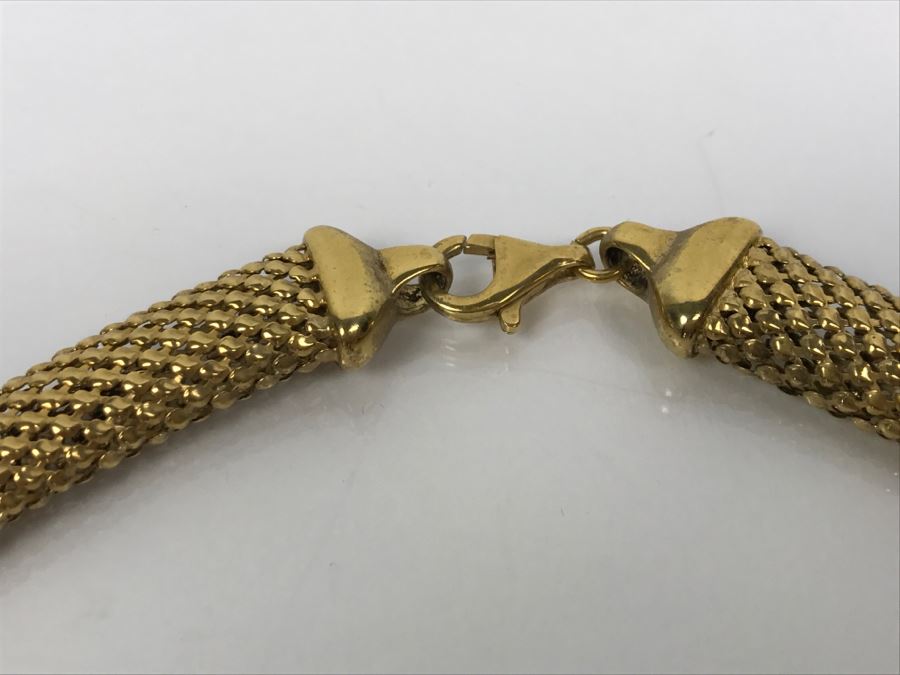 Stylish Sterling Silver Gold Tone Italian Necklace 31.7g [Photo 7]