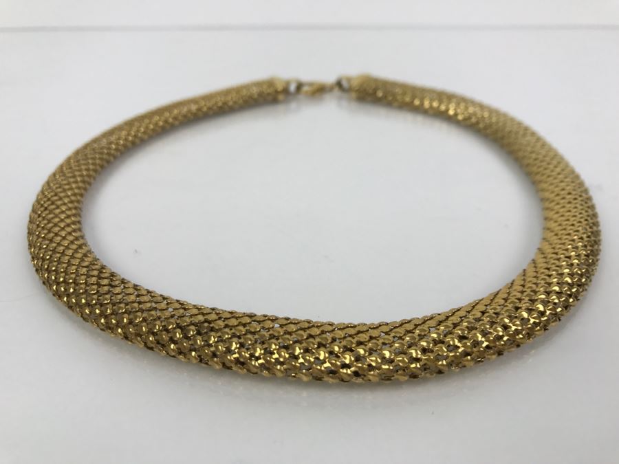 Stylish Sterling Silver Gold Tone Italian Necklace 31.7g [Photo 5]