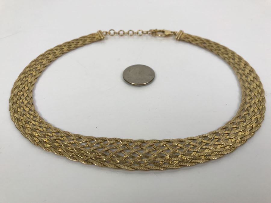 Elegant Woven Sterling Silver Italian Necklace 24.4g [Photo 13]