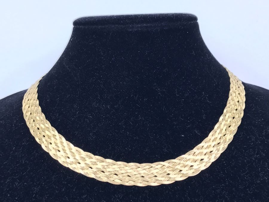 Elegant Woven Sterling Silver Italian Necklace 24.4g [Photo 4]