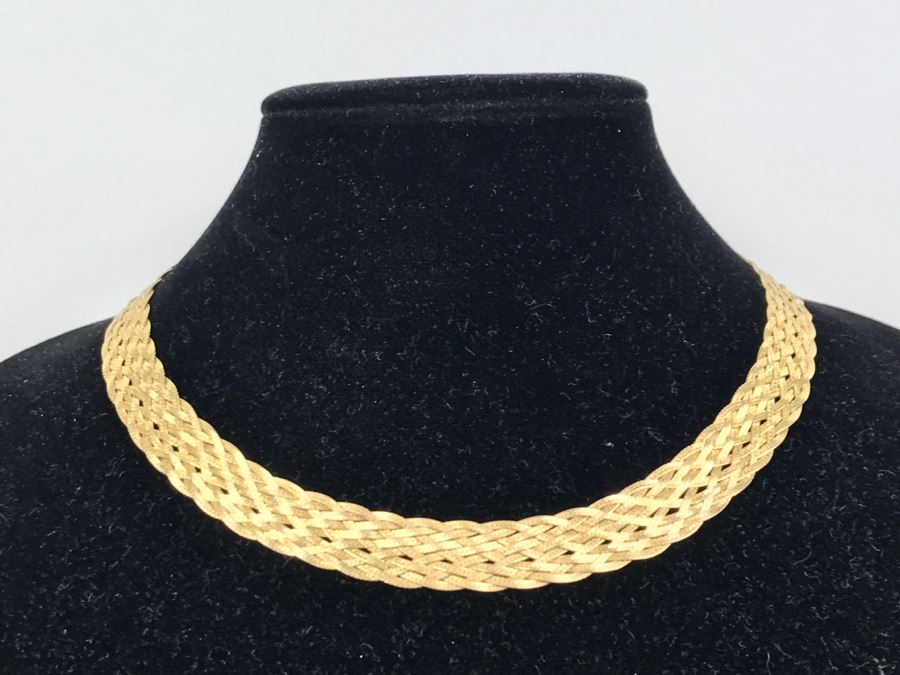 Elegant Woven Sterling Silver Italian Necklace 24.4g [Photo 6]