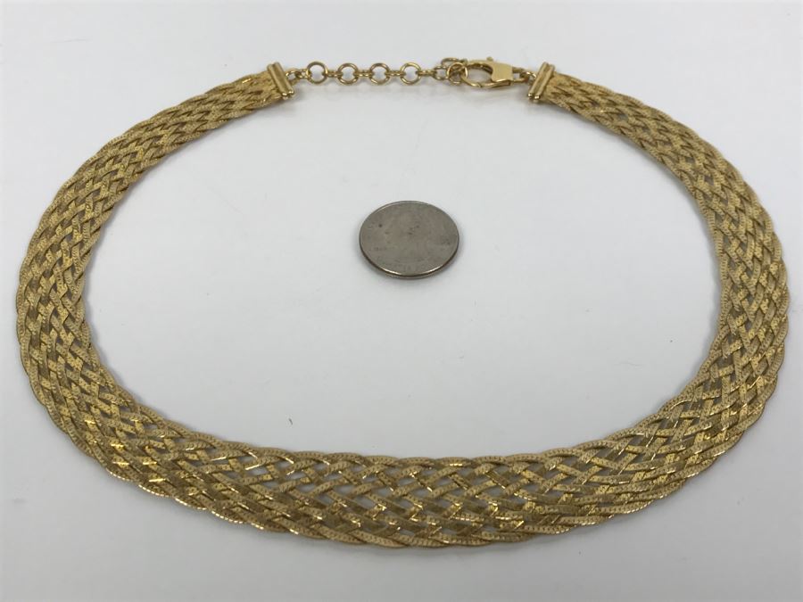 Elegant Woven Sterling Silver Italian Necklace 24.4g [Photo 10]