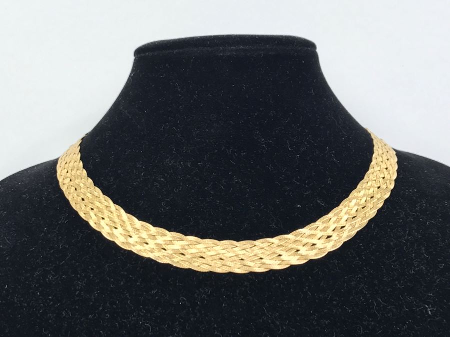 Elegant Woven Sterling Silver Italian Necklace 24.4g [Photo 7]