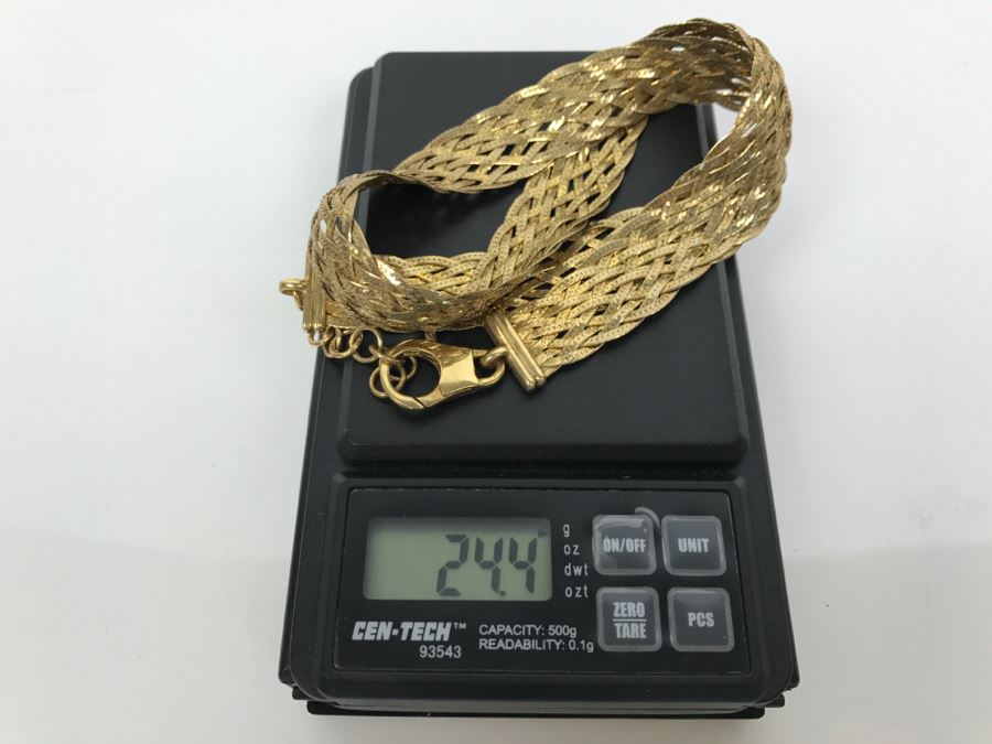 Elegant Woven Sterling Silver Italian Necklace 24.4g [Photo 3]