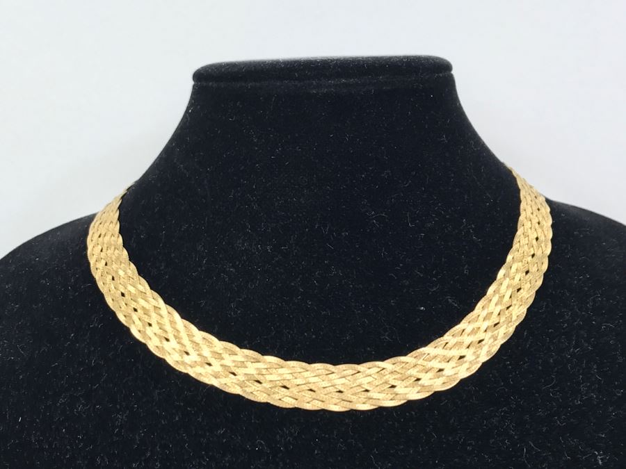 Elegant Woven Sterling Silver Italian Necklace 24.4g [Photo 5]