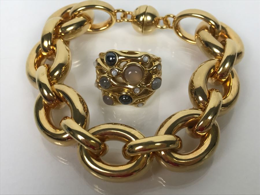 14K Gold Resin Core Ring And Bracelet