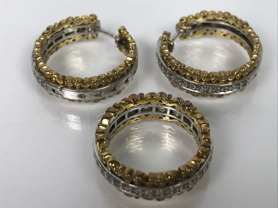 Sterling Silver CZ Ring And Matching Earring Set 16.3g Ring Size  [Photo 7]