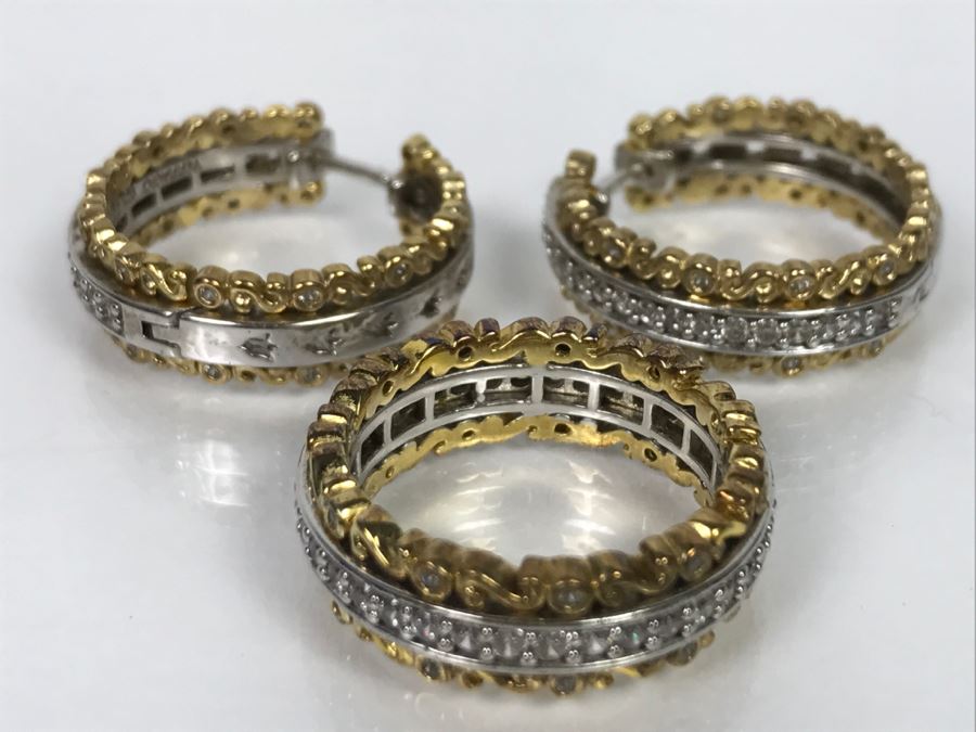 Sterling Silver CZ Ring And Matching Earring Set 16.3g Ring Size  [Photo 5]