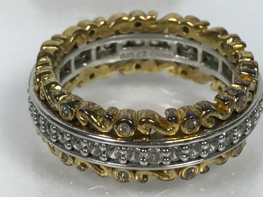 Sterling Silver CZ Ring And Matching Earring Set 16.3g Ring Size  [Photo 9]