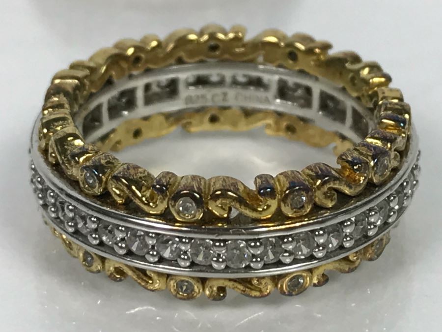 Sterling Silver CZ Ring And Matching Earring Set 16.3g Ring Size  [Photo 10]