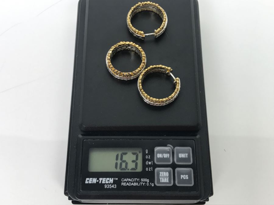 Sterling Silver CZ Ring And Matching Earring Set 16.3g Ring Size  [Photo 12]