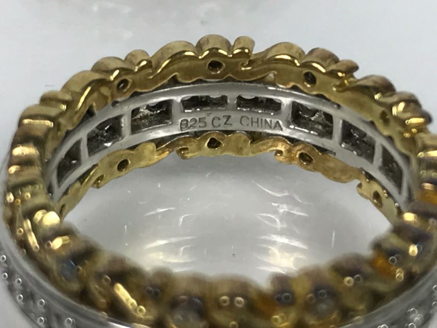 Sterling Silver CZ Ring And Matching Earring Set 16.3g Ring Size  [Photo 8]