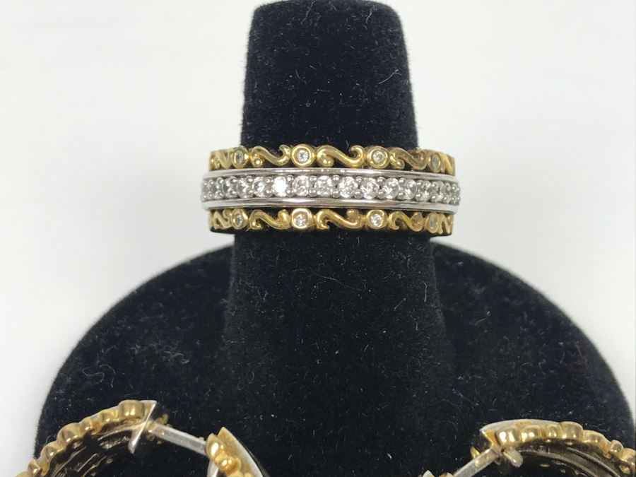 Sterling Silver CZ Ring And Matching Earring Set 16.3g Ring Size  [Photo 4]