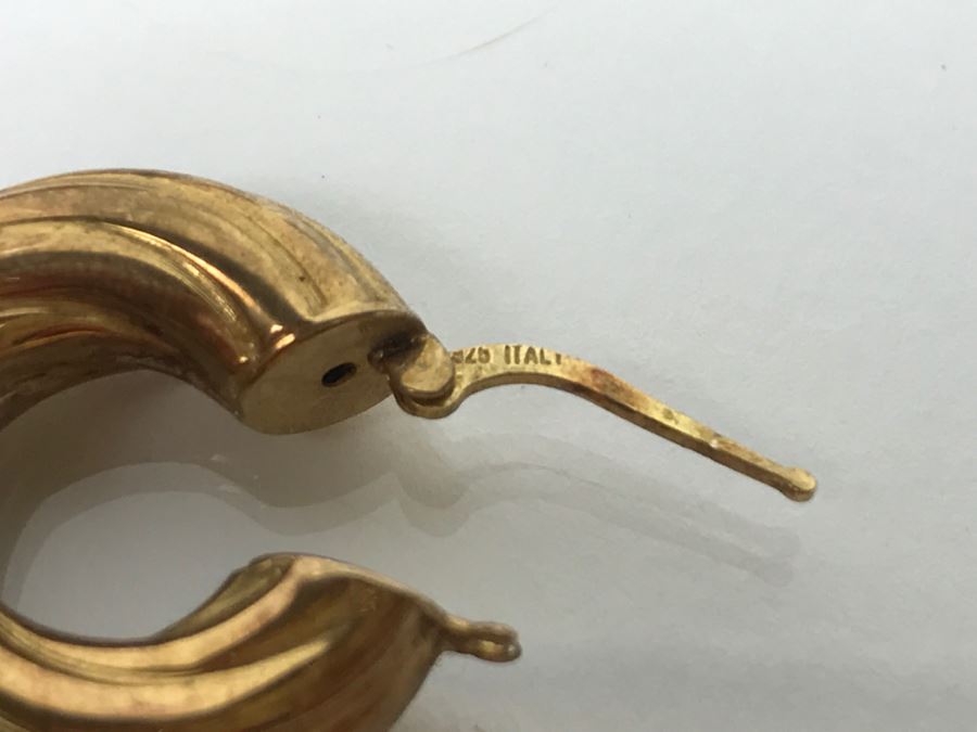 (2) Pairs Of Sterling Silver Gold Tone Earrings 22.2g [Photo 5]