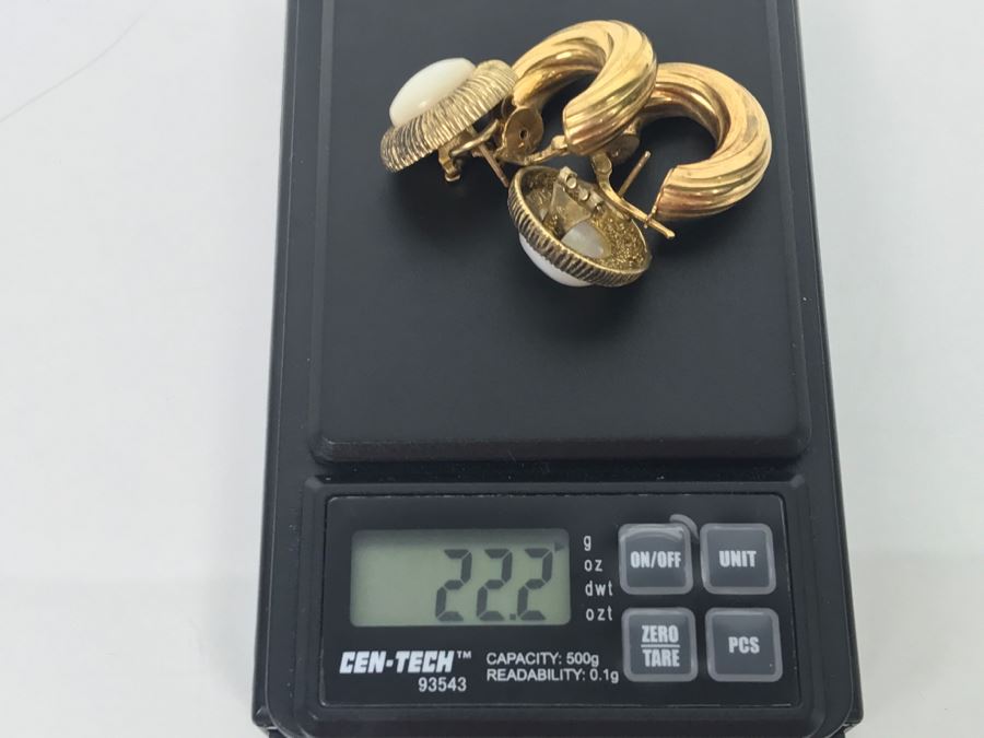 (2) Pairs Of Sterling Silver Gold Tone Earrings 22.2g [Photo 8]