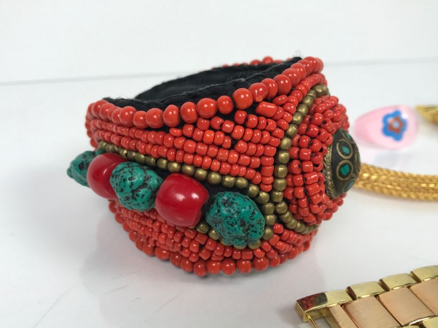 Jewelry Lot With Pair Of Watches, (3) Braceletes And Ring [Photo 14]