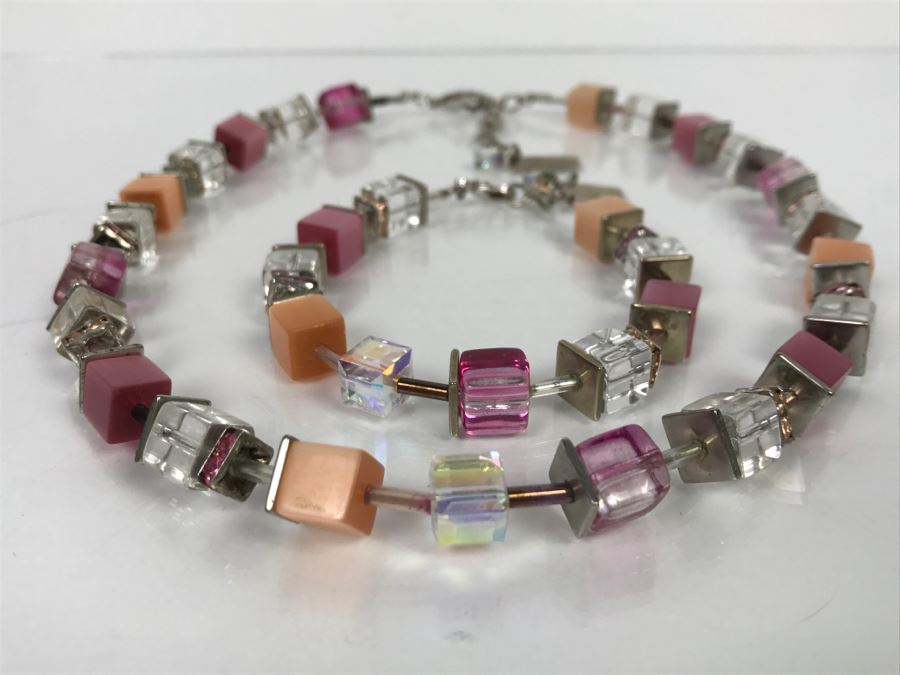 Coeur De Lion Multicolor Cubes And Crystals Necklace And Matching Bracelet [Photo 2]