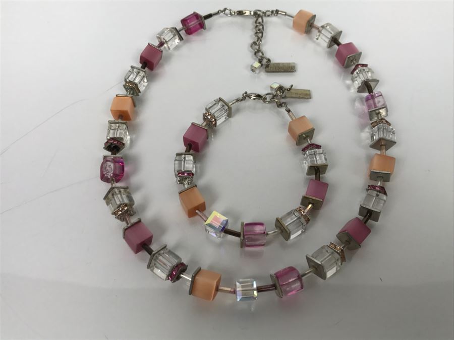 Coeur De Lion Multicolor Cubes And Crystals Necklace And Matching Bracelet [Photo 1]
