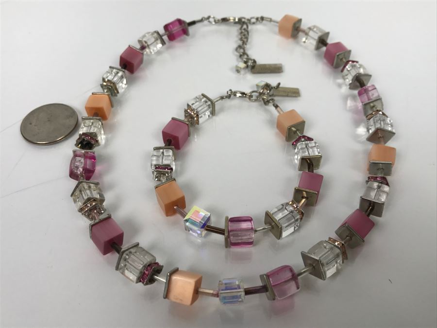 Coeur De Lion Multicolor Cubes And Crystals Necklace And Matching Bracelet [Photo 6]