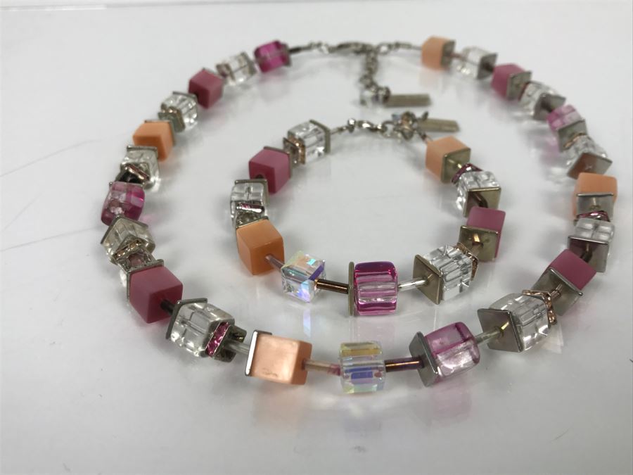 Coeur De Lion Multicolor Cubes And Crystals Necklace And Matching Bracelet [Photo 4]