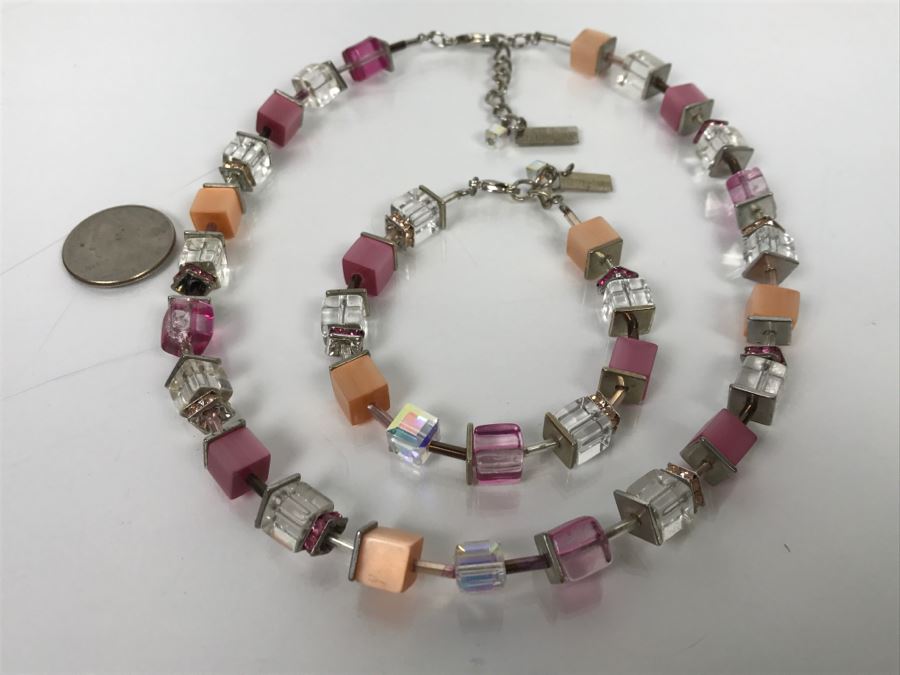 Coeur De Lion Multicolor Cubes And Crystals Necklace And Matching Bracelet [Photo 5]