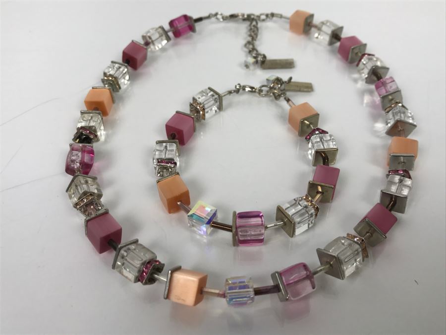 Coeur De Lion Multicolor Cubes And Crystals Necklace And Matching Bracelet [Photo 3]