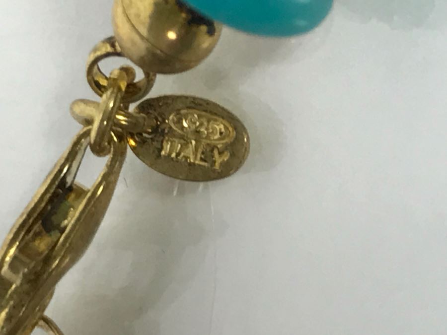 Italian Sterling Silver And Turquoise Necklace And Matching Bracelet [Photo 11]