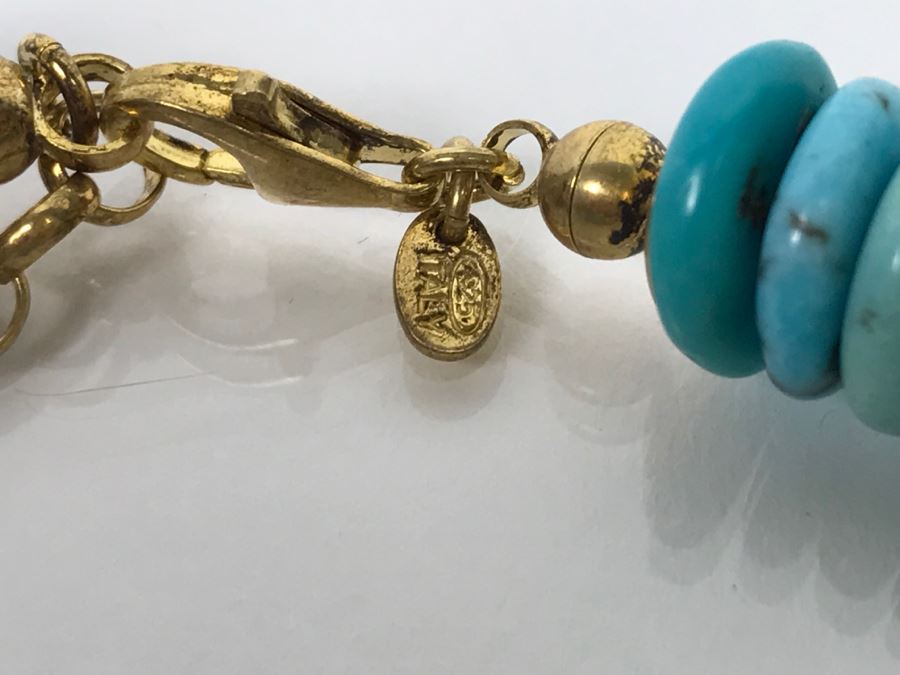 Italian Sterling Silver And Turquoise Necklace And Matching Bracelet [Photo 10]