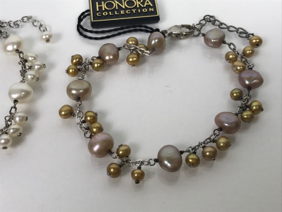 HONORA Collection Sterling Silver Pearl Bracelets 19.7g