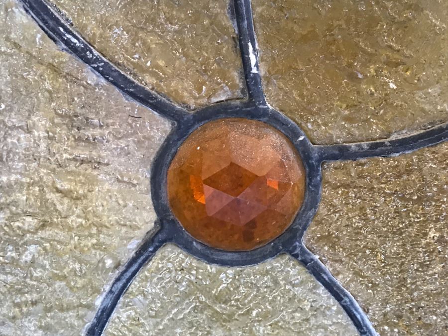 Stunning Vintage Framed Stained Glass Shell Motif 28.5' X 41' [Photo 9]