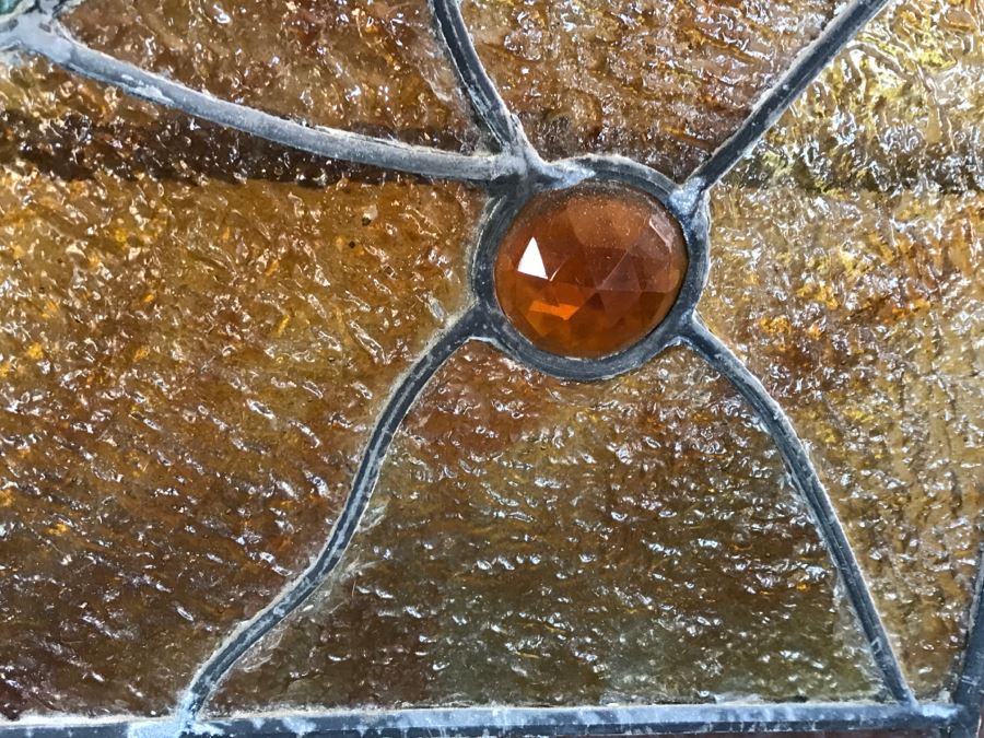 Stunning Vintage Framed Stained Glass Shell Motif 28.5' X 41' [Photo 16]