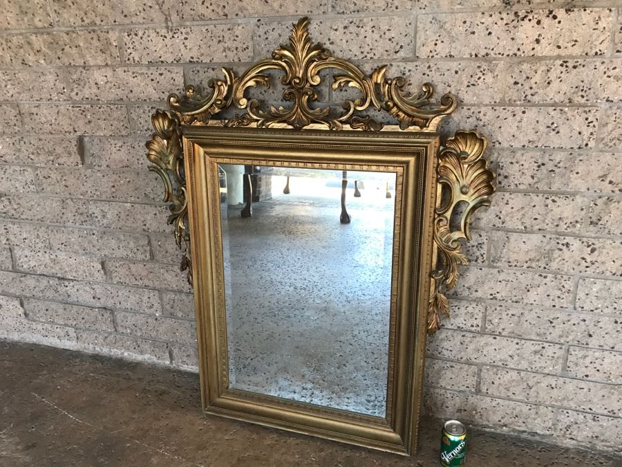 Stunning Gilt Wooden Beveled Glass Wall Mirror 36'W X 45'H [Photo 3]