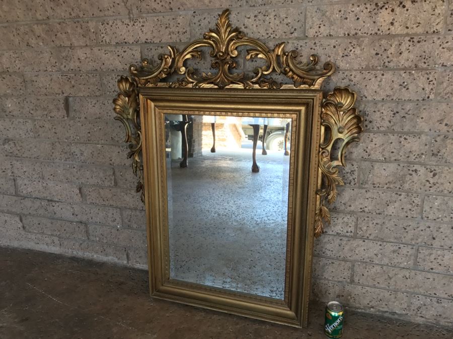 Stunning Gilt Wooden Beveled Glass Wall Mirror 36'W X 45'H [Photo 2]