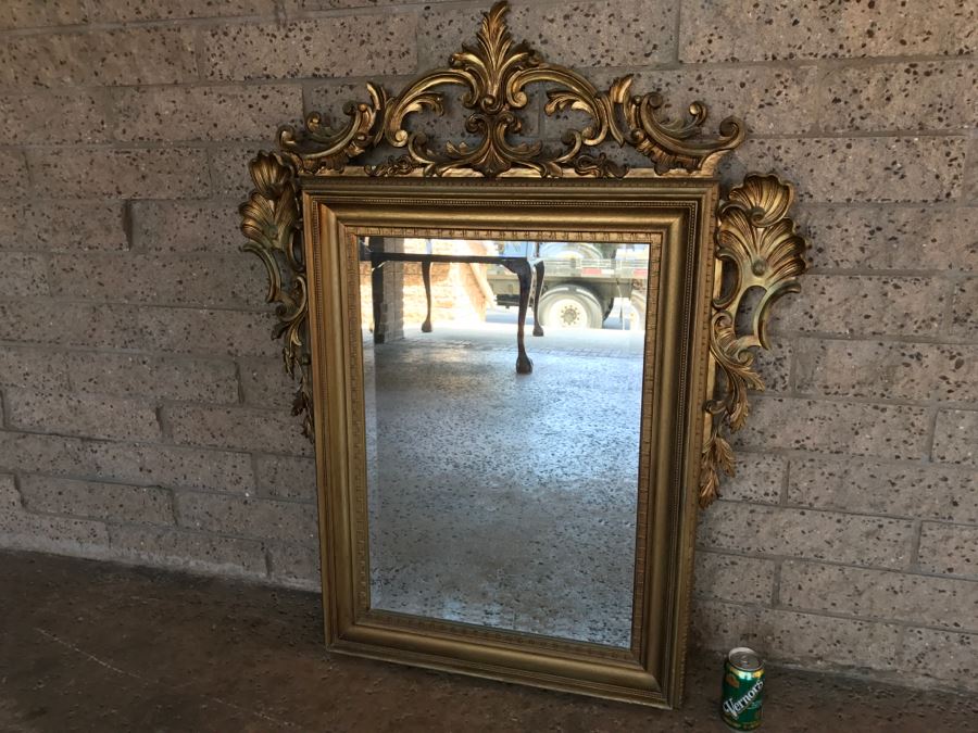 Stunning Gilt Wooden Beveled Glass Wall Mirror 36'W X 45'H [Photo 1]