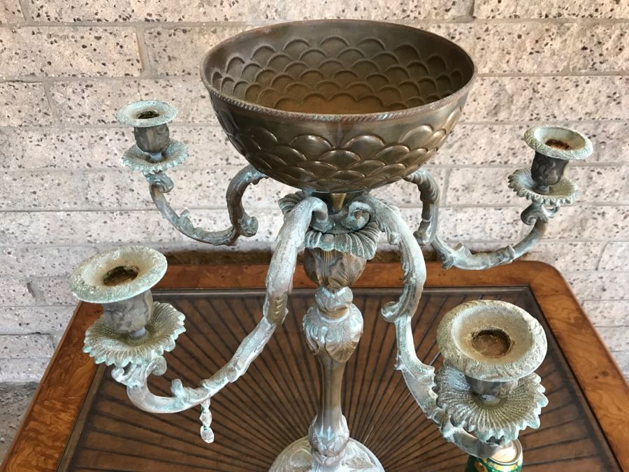 Contemporary Lacquered Brass Candleabra With Center Bowl [Photo 11]