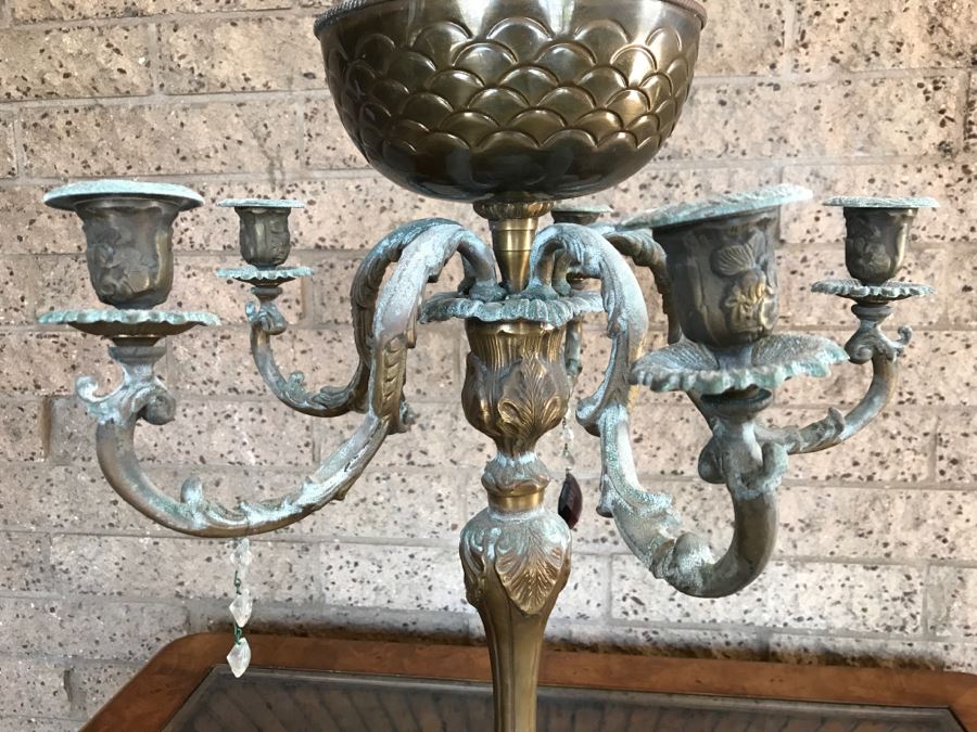 Contemporary Lacquered Brass Candleabra With Center Bowl [Photo 3]