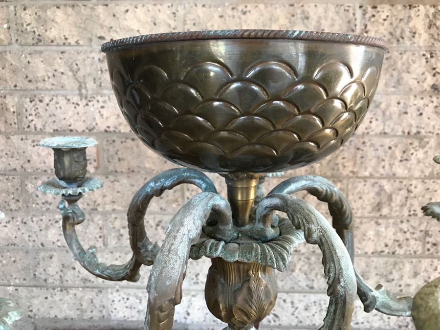 Contemporary Lacquered Brass Candleabra With Center Bowl [Photo 4]