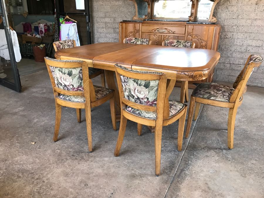 Stunning Dutch Colonial Dining Room Set With Nicely Carved Marble Top ...