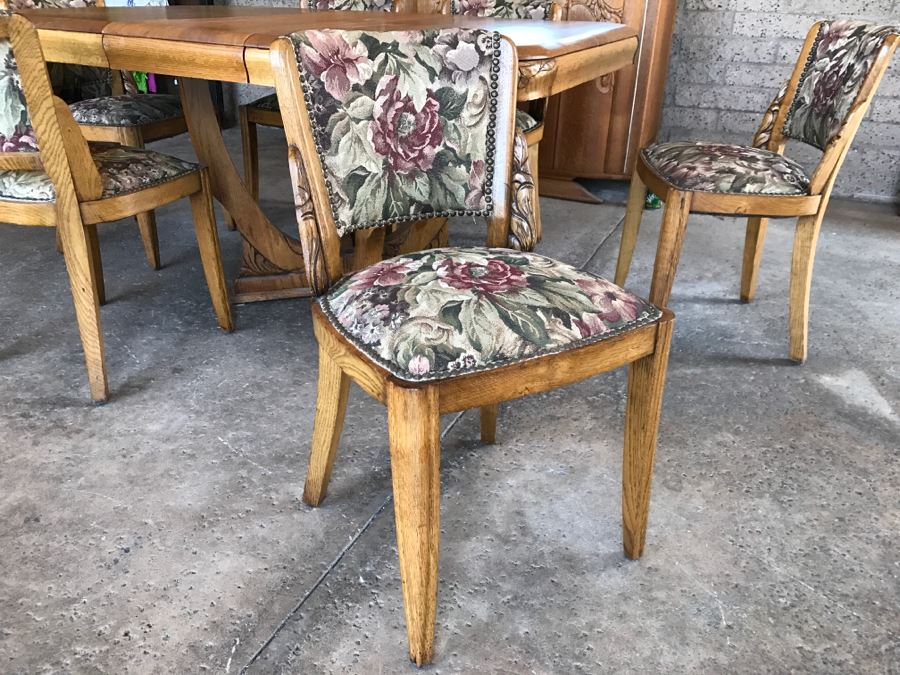 Stunning Dutch Colonial Dining Room Set With Nicely Carved Marble Top China Cabinet, Dining Table And (6) Chairs [Photo 36]