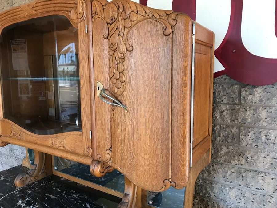 Stunning Dutch Colonial Dining Room Set With Nicely Carved Marble Top China Cabinet, Dining Table And (6) Chairs [Photo 16]